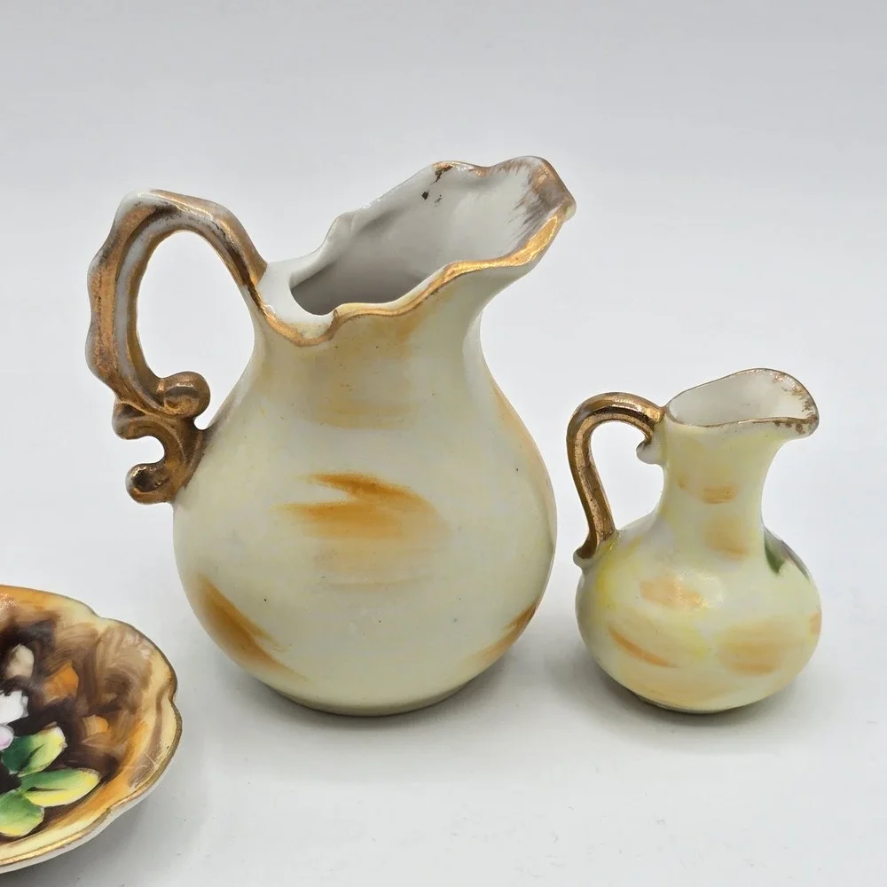 Vintage ENESCO E2351 Japan‎ Mini FRUIT Water Pitcher w/ Basin Bowl Lot Set